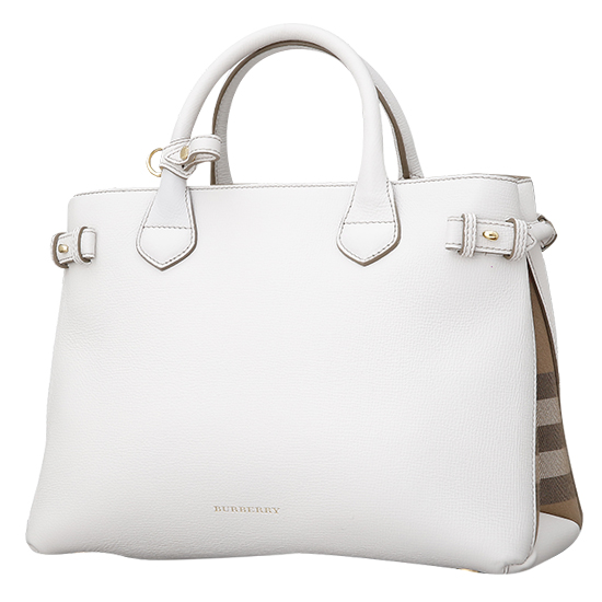 BURBERRY(USED)화이트 레더 배너백