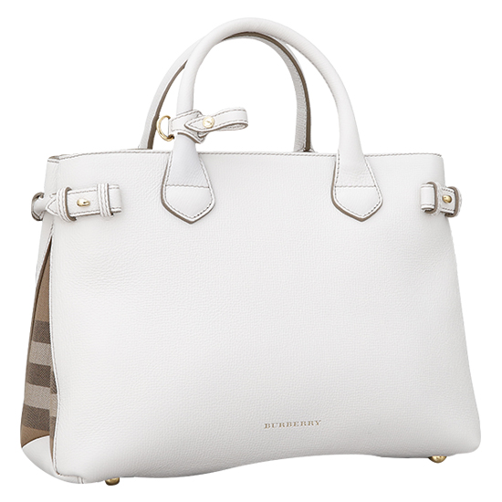 BURBERRY(USED)화이트 레더 배너백