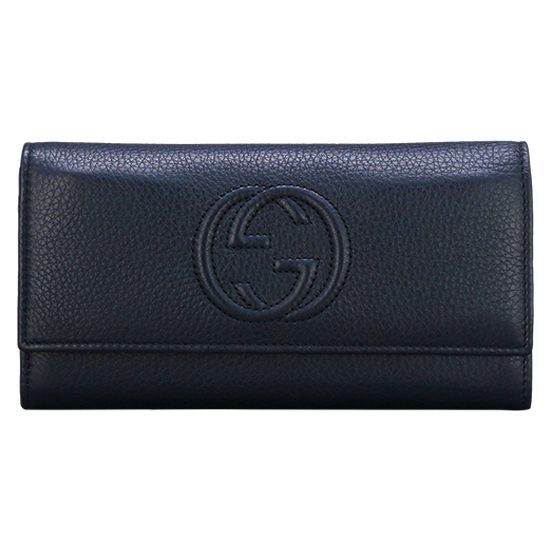 GUCCI(USED) 구찌 네이비 레더 플랩 장지갑