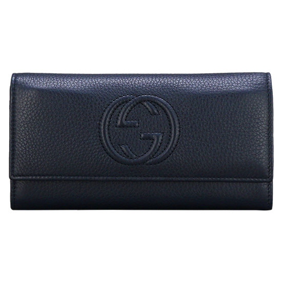 GUCCI(USED) 구찌 네이비 레더 플랩 장지갑