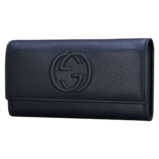 GUCCI(USED) 구찌 네이비 레더 플랩 장지갑