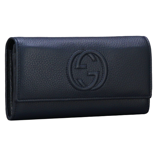 GUCCI(USED) 구찌 네이비 레더 플랩 장지갑