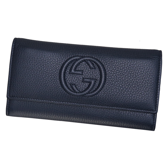 GUCCI(USED) 구찌 네이비 레더 플랩 장지갑