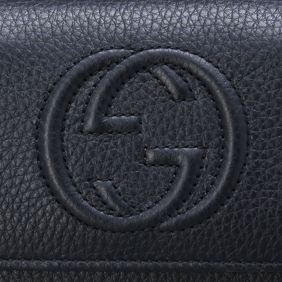 GUCCI(USED) 구찌 네이비 레더 플랩 장지갑