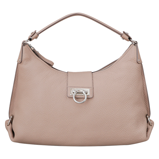 FERRAGAMO(USED)베이지 레더 파니샤 호보백