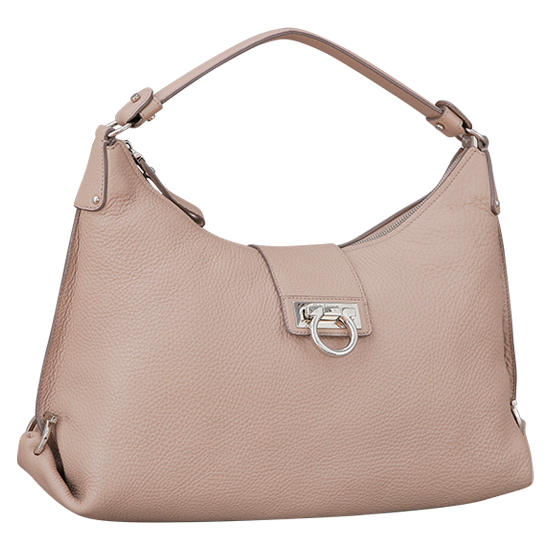 FERRAGAMO(USED)베이지 레더 파니샤 호보백