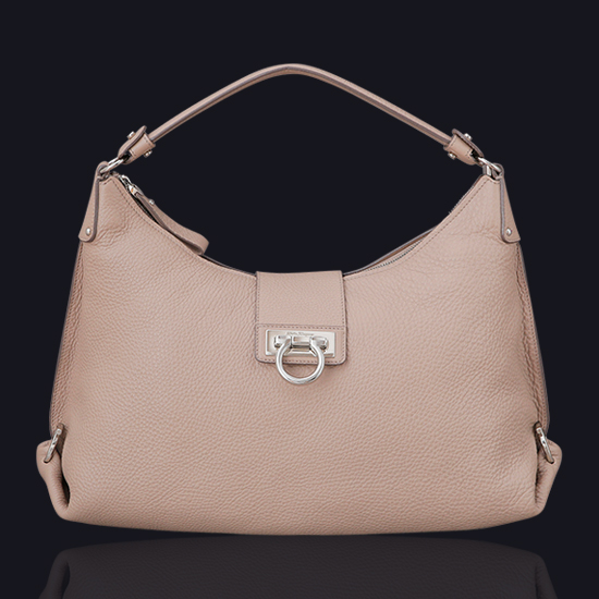 FERRAGAMO(USED)베이지 레더 파니샤 호보백