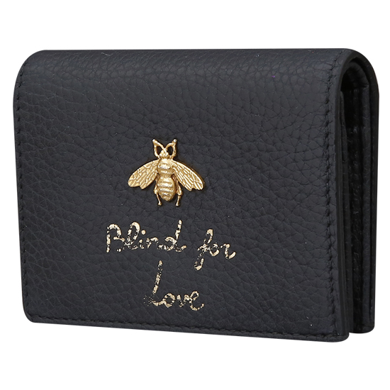 GUCCI(USED) 구찌 애니멀리에 블랙 레더 카드 케이스