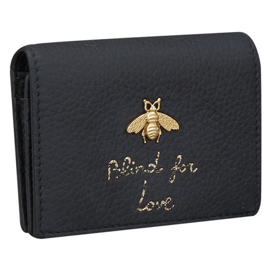 GUCCI(USED) 구찌 애니멀리에 블랙 레더 카드 케이스