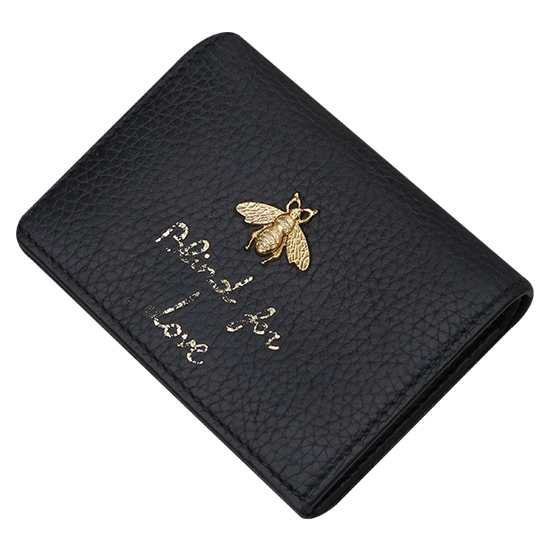 GUCCI(USED) 구찌 애니멀리에 블랙 레더 카드 케이스