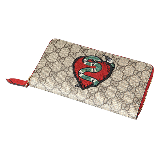 GUCCI(USED) 구찌 GG 수프림 뱀자수 PVC장지갑