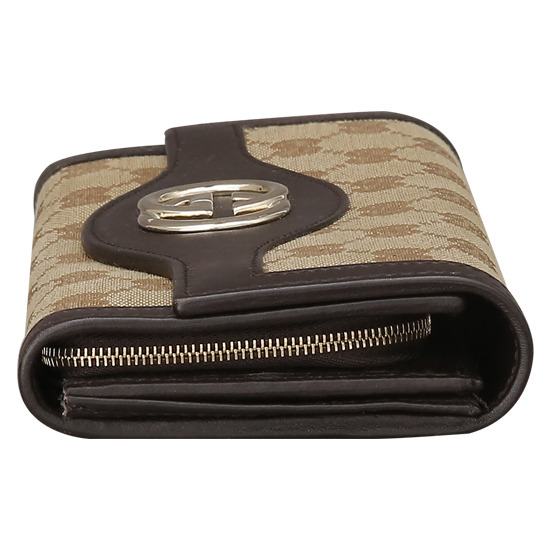 GUCCI(USED) 구찌 GG로고 패브릭 플랩 장지갑